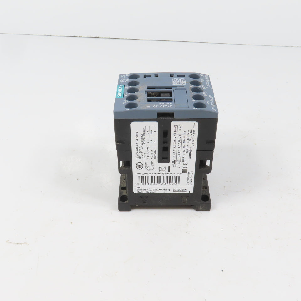Siemens 3RT2018-1AP01 Sirius 16A 10HP AC Contactor 230V Coil