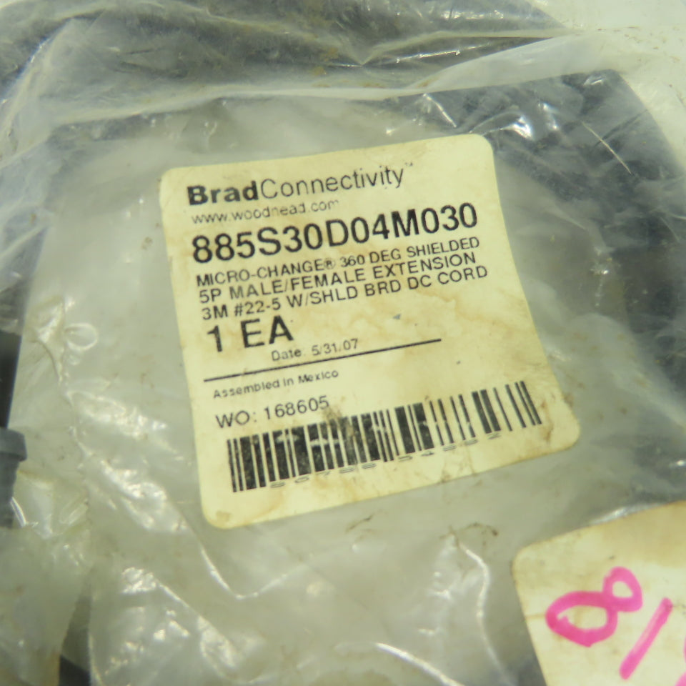 Brad Connectivity 885S30D04M030 Micro-Change 5P Male/Female Cordset Cable