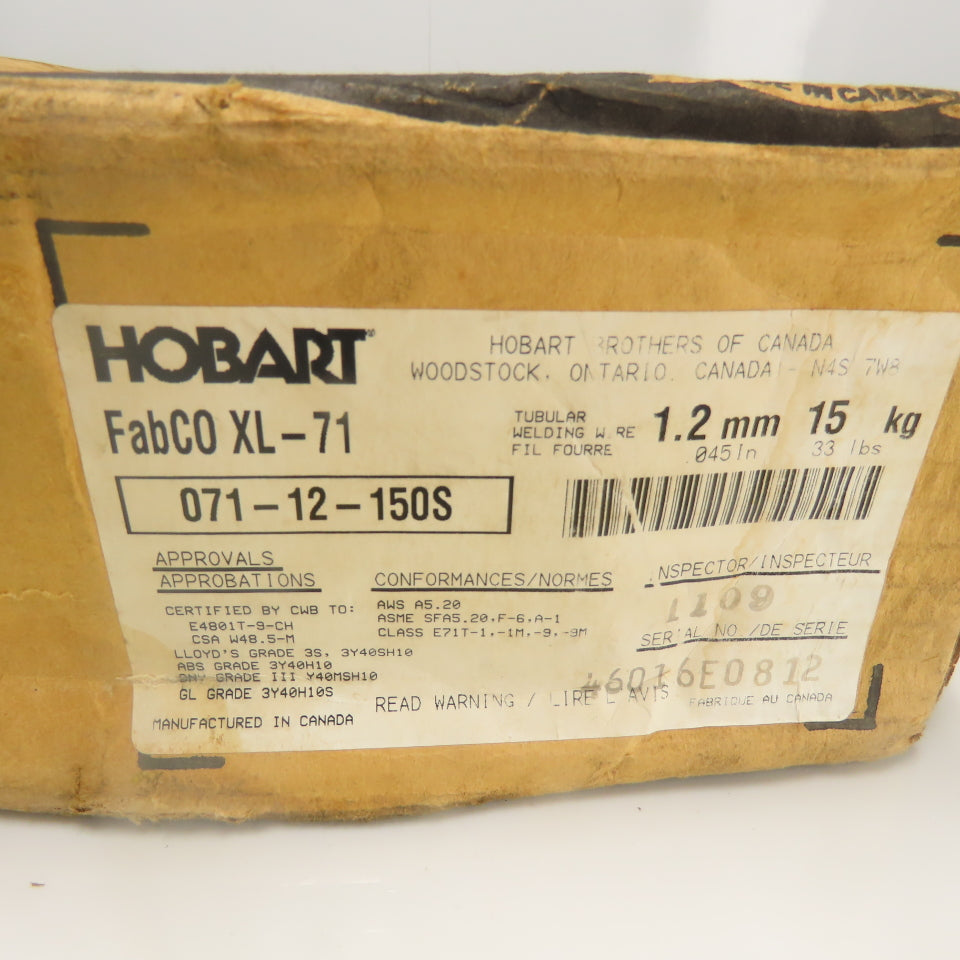 Hobart 071-12-150S FabCO XL-71 Tubular Welding Wire 1.2mm/.045" 33LBS