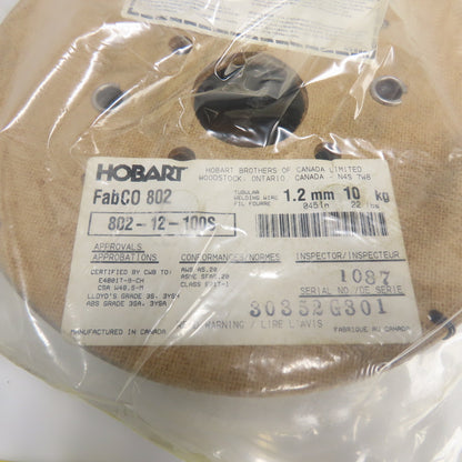 Hobart 802-12-100S FabCO 802 Tubular Welding Wire 1.2mm/.045" 22LBS