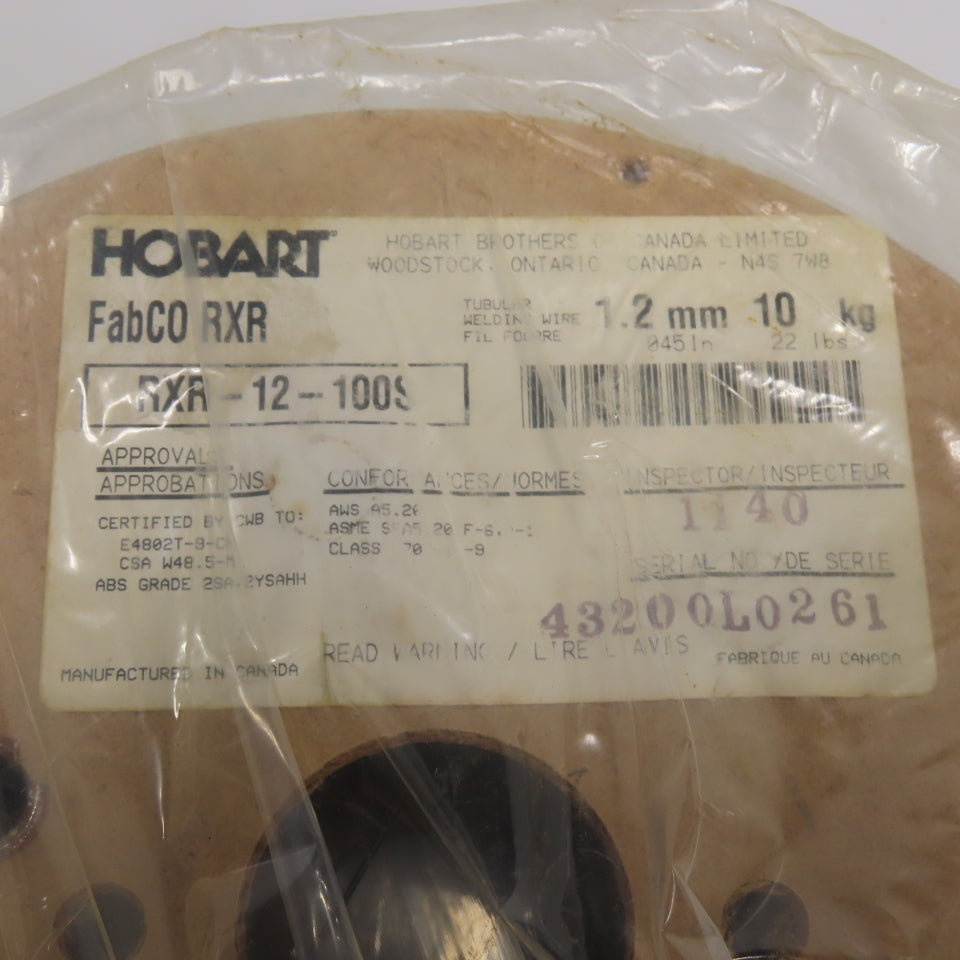 Hobart RXR-12-100S FabCO RXR Tubular Welding Wire 1.2mm/.045" 22LBS
