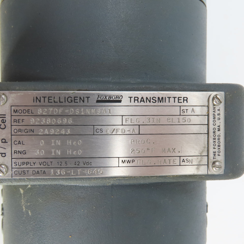 Foxboro 827DF-DS1NMSA1 3" Class 150 Flange Mount Intelligent Transmitter