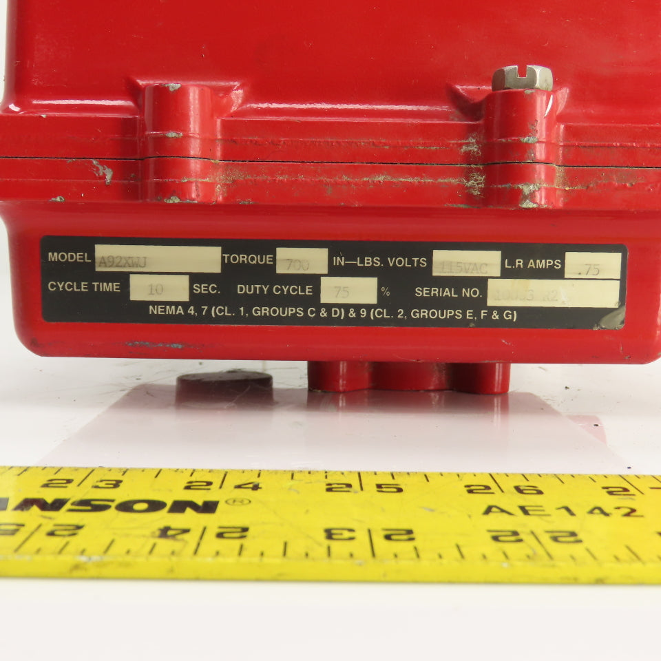 Asahi A92XWJ Electric Valve Actuator W/ Indicator 10 Sec 115V 700 In-LBS