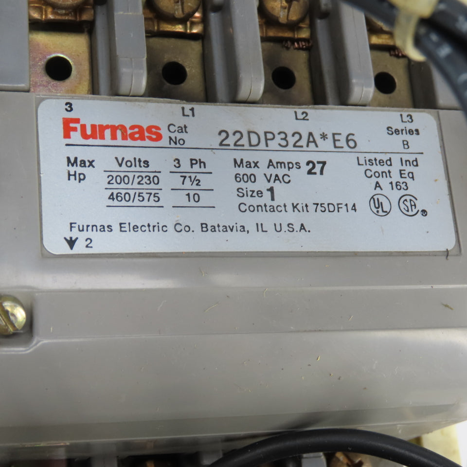 Furnas 22DP32A*E6 Size 1 Motor Starter Contactor 10HP 27A 120V Coil & Overload