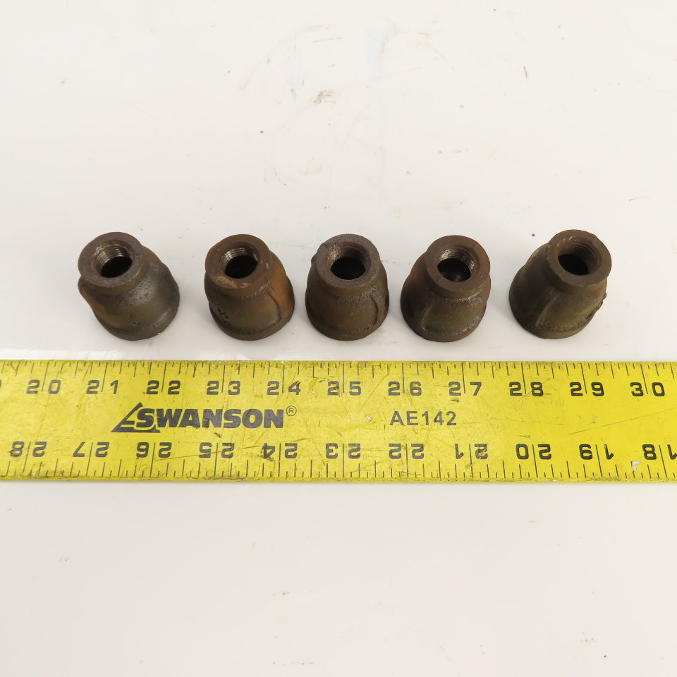 3/4" x 3/8" NPT Black iron Pipe Bell Reducer Fitting Lot Of 5
