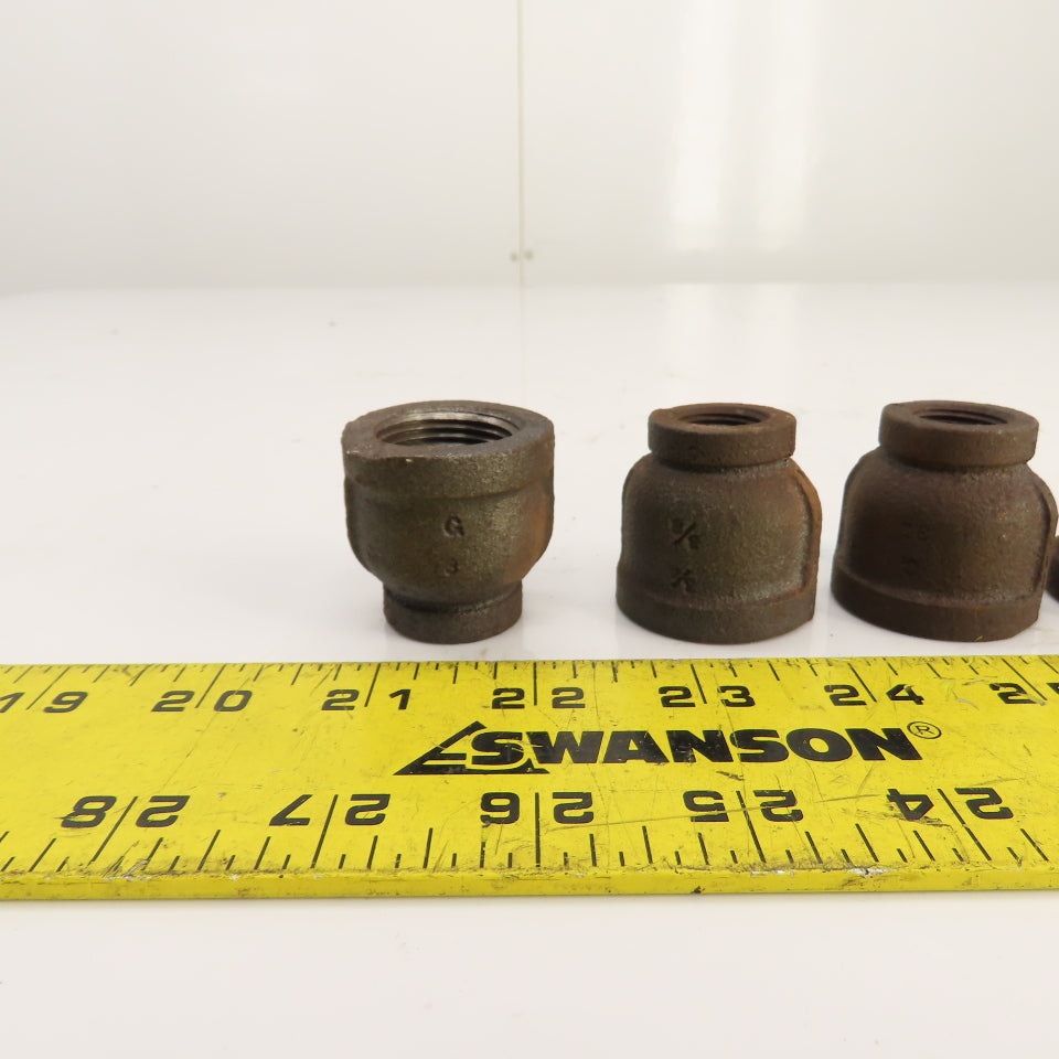 3/4" x 3/8" NPT Black iron Pipe Bell Reducer Fitting Lot Of 5