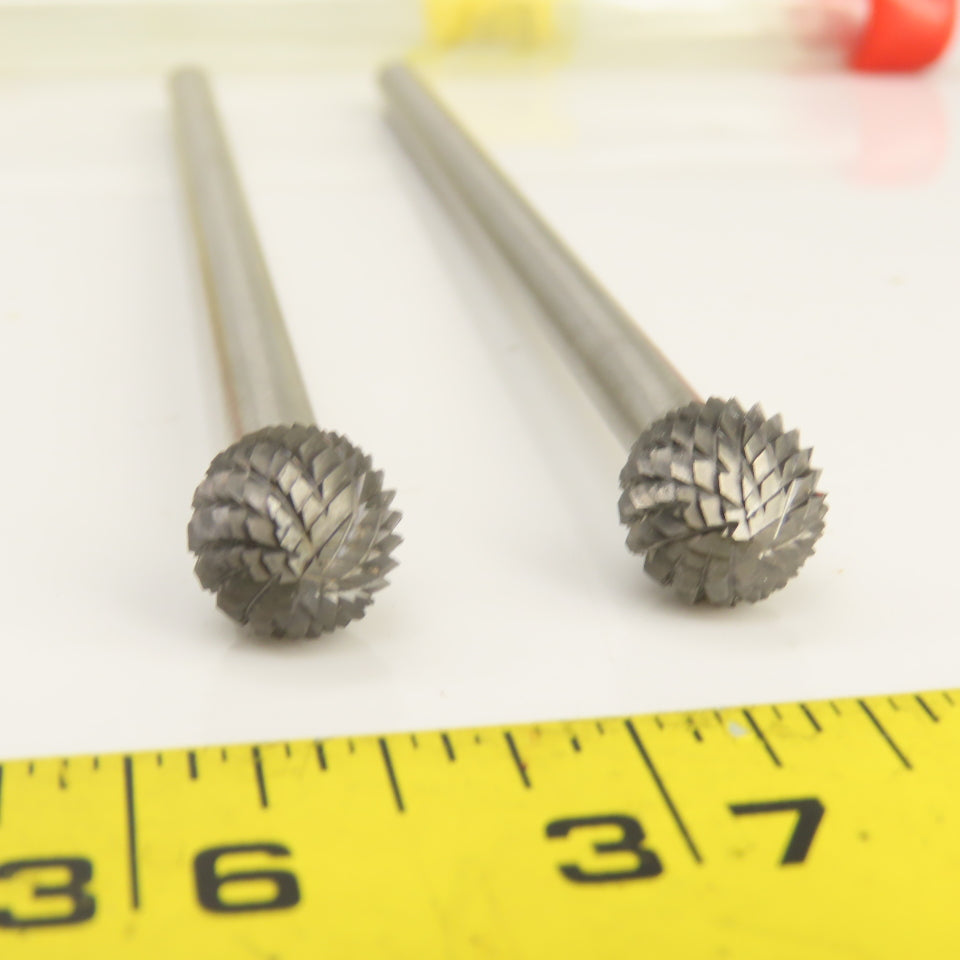 1/2" Ball End Carbide Double Cut Burr 1/4" Shank 6-1/2" OAL Lot Of 2
