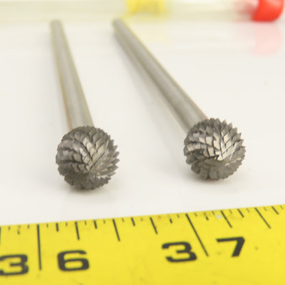 1/2" Ball End Carbide Double Cut Burr 1/4" Shank 6-1/2" OAL Lot Of 2