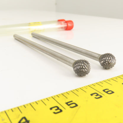 1/2" Ball End Carbide Double Cut Burr 1/4" Shank 6-1/2" OAL Lot Of 2