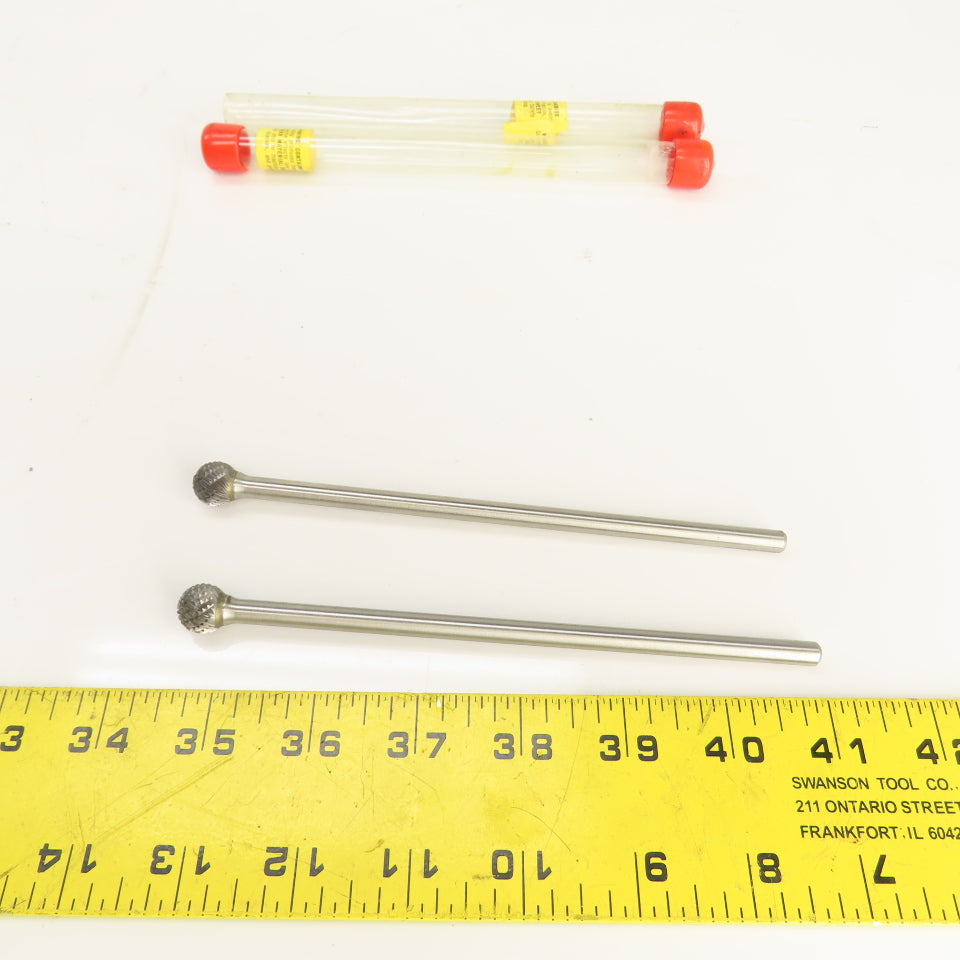 1/2" Ball End Carbide Double Cut Burr 1/4" Shank 6-1/2" OAL Lot Of 2