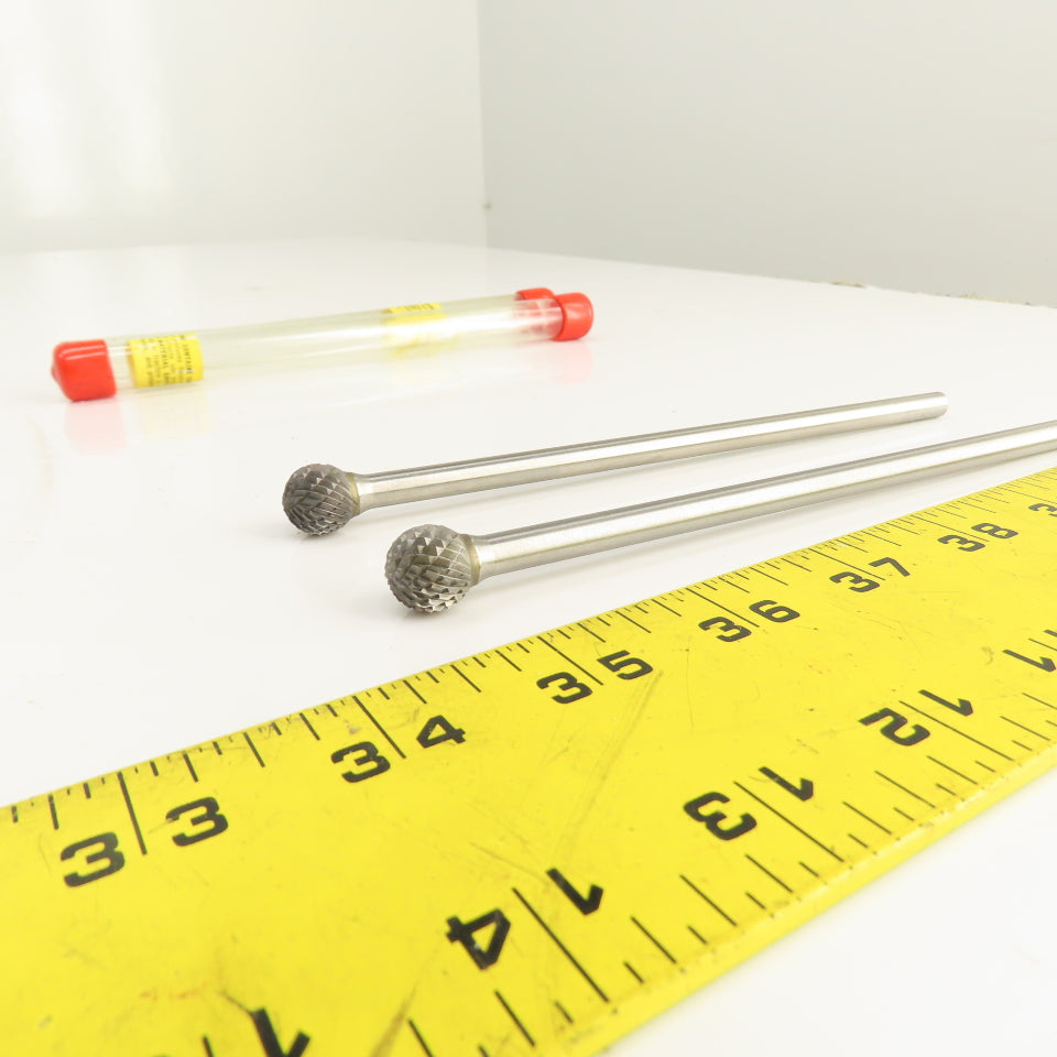 1/2" Ball End Carbide Double Cut Burr 1/4" Shank 6-1/2" OAL Lot Of 2