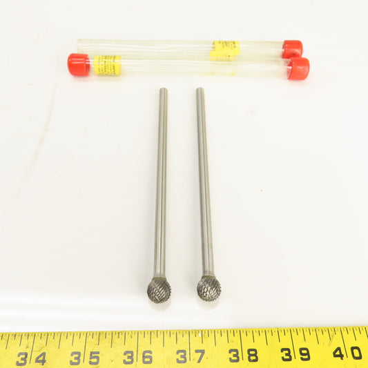 1/2" Ball End Carbide Double Cut Burr 1/4" Shank 6-1/2" OAL Lot Of 2