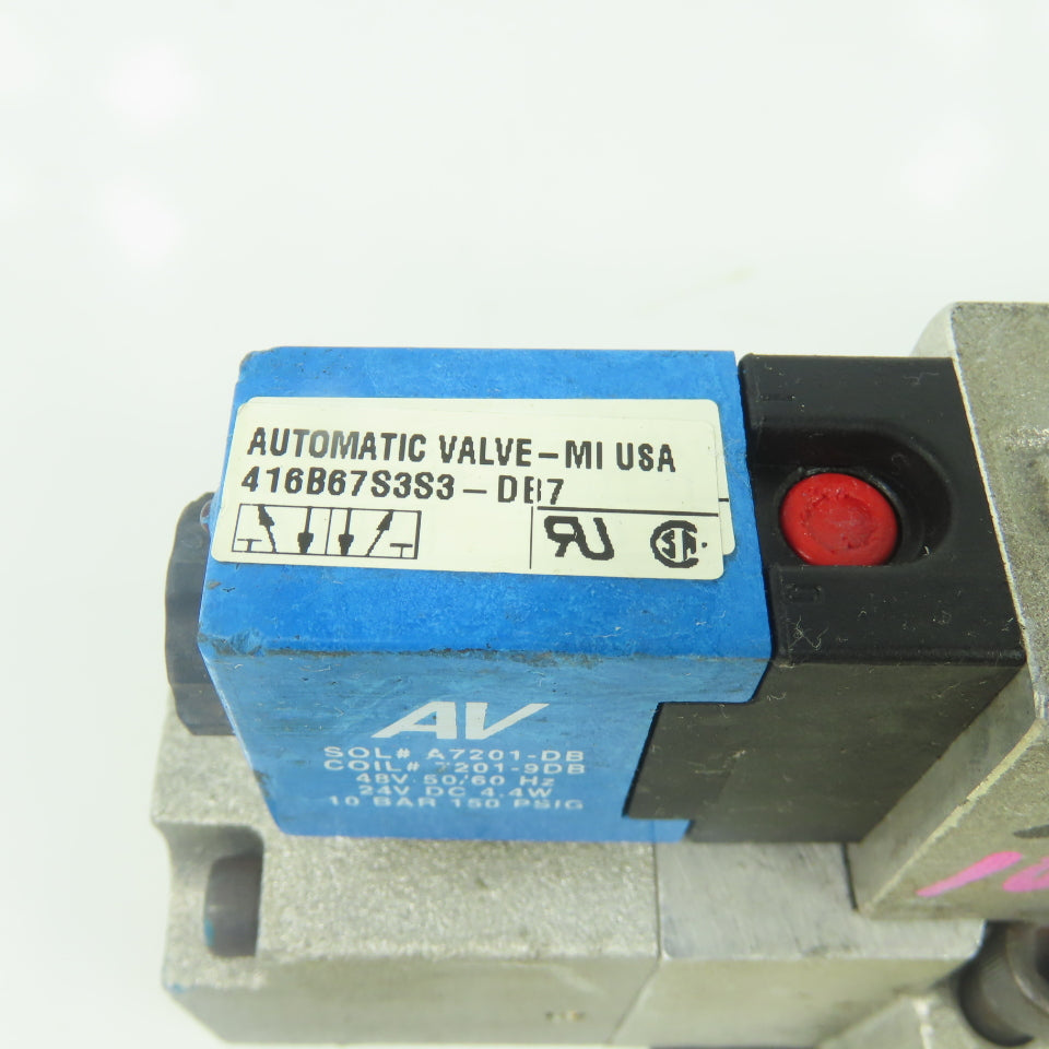 Automatic Valve 416B67S3S3-DB7 Pneumatic Directional Solenoid Valve 24V 150PSIG