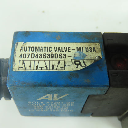 Automatic Valve 407D43S39DS3-DB7 Pneumatic Directional Solenoid Valve 24V 150PSI