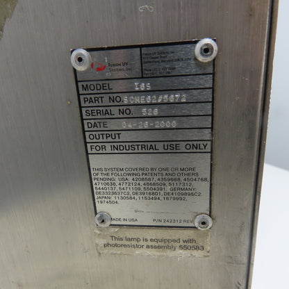 Fusion UV Sytems SCME62#5672 Model I6S UV Light Hammer Irradiator