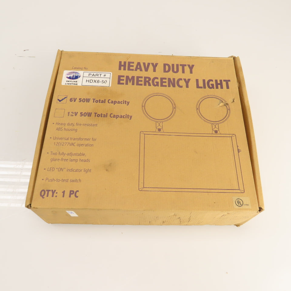 Skyline HDX6-50 Heavy Duty Emergency Light 6V 50W Capacity 120/277VAC New