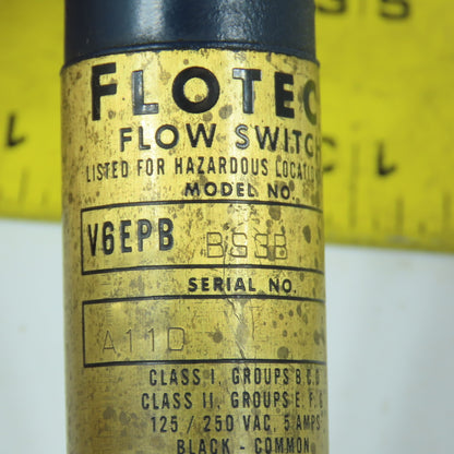 FloTect V6EPB BS3B Flow Switch 1/2' 125/250vac