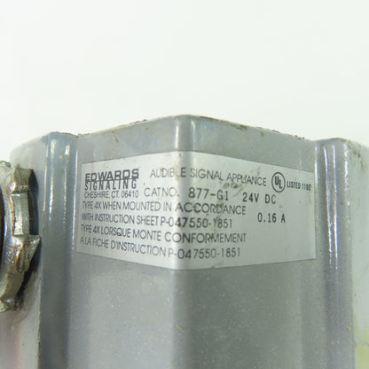Edwards Signaling 877-G1 Signaling Device Alarm Vibrating Horn 24VDC
