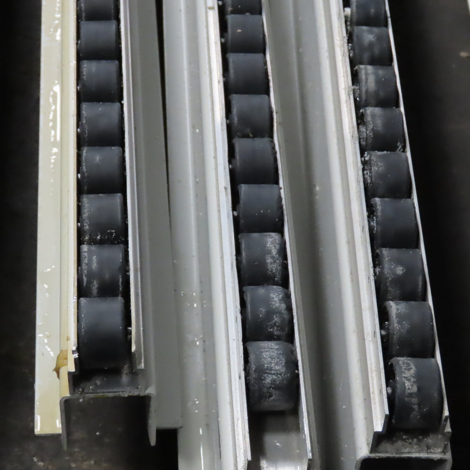 Wide Belt Sander Nylon Wheel Roller Guide Rail 1" Wheels 12' Long Lot Of 9