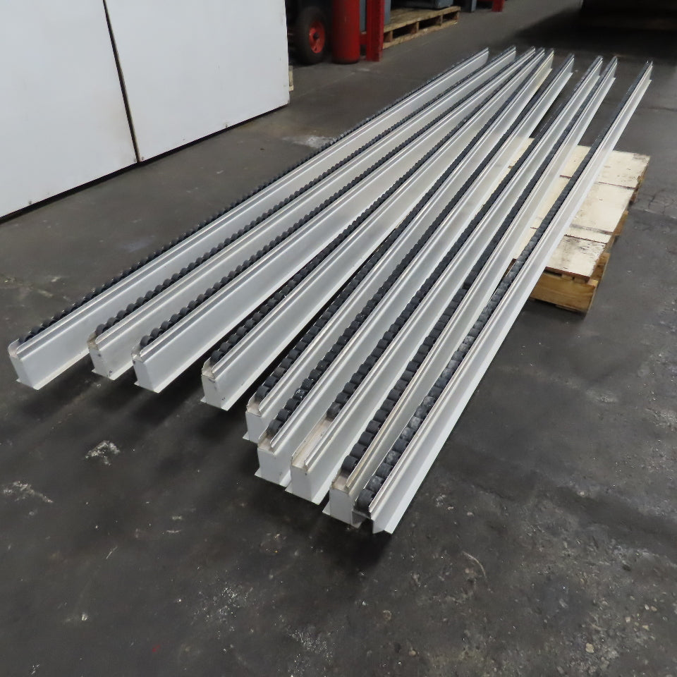 Wide Belt Sander Nylon Wheel Roller Guide Rail 1" Wheels 12' Long Lot Of 9