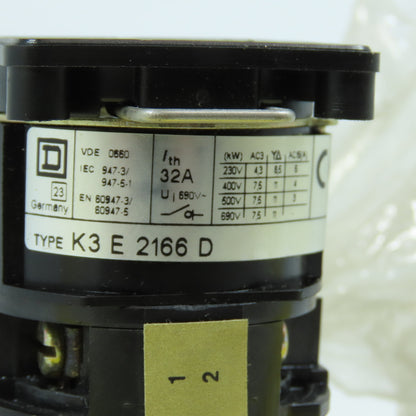 Square D K3 E 2166 D 13521 Cam Switch Contact Block 01A3 110V 20A
