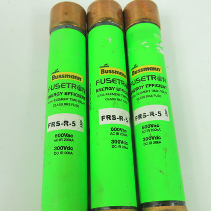 Bussmann Fuseton FRS-R-50 Energy Efficient 50A Time Delay Fuses 600VAC Lot Of 3