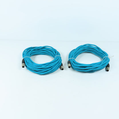 Lumberg 900004049 0985 806 100/10M M12 Ethernet Cordset 10M Long Lot Of 2