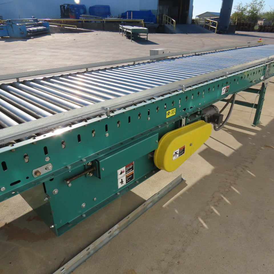 Hytrol 42" W x 30' Long Friction Belt Drive Roller Conveyor 208-460V 3Ph 32FPM