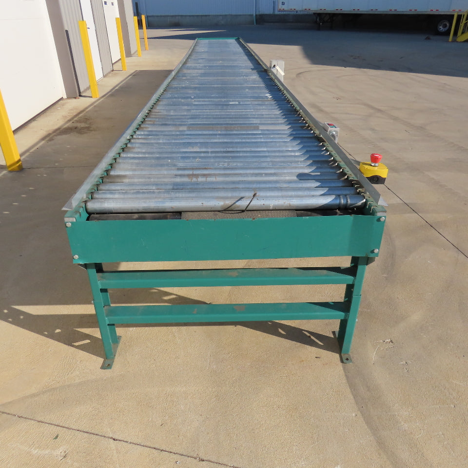 Hytrol 42" W x 30' Long Friction Belt Drive Roller Conveyor 208-460V 3Ph 32FPM