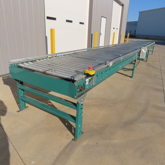 Hytrol 42" W x 30' Long Friction Belt Drive Roller Conveyor 208-460V 3Ph 32FPM