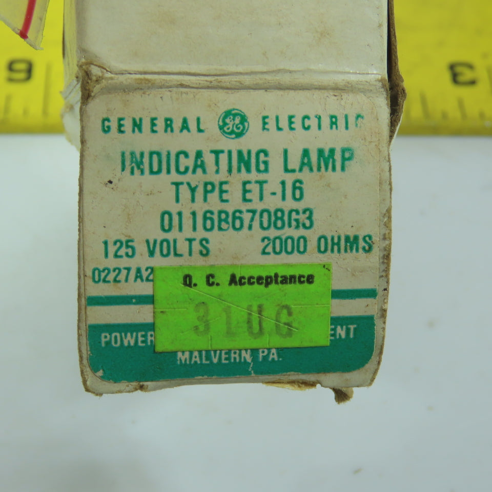 General Electric ET-16 0116B6708G3 125V Indicating Lamp 2000 OHMS White Cap New