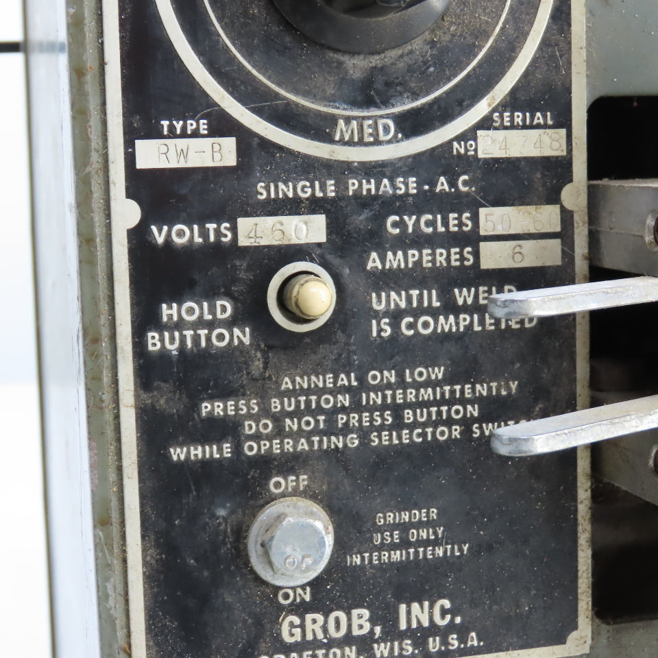 Grob RW-B Band Saw Blade Butt Welder 1/8"-1" W/ Grinder 460V 1PH Parts/Repair