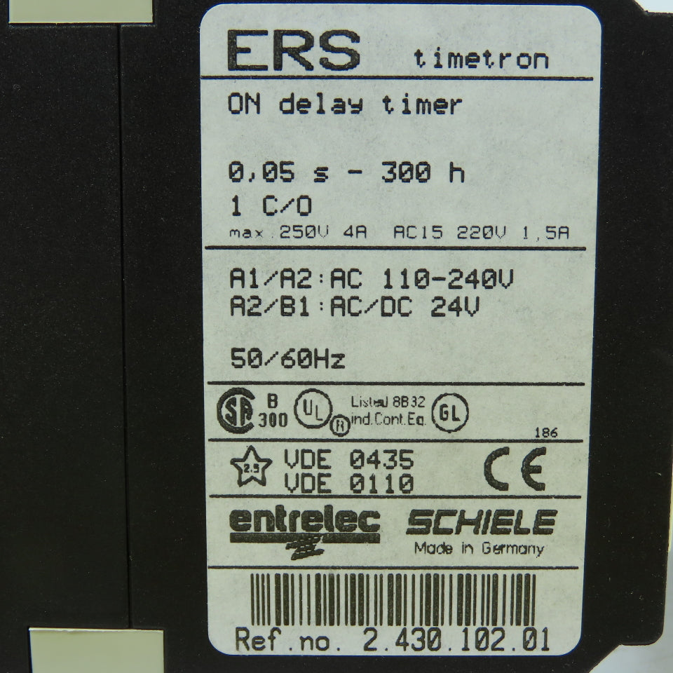 Entrelec ERS 2.430.102.01 Time Delay Relay 0.5s - 300h 250V