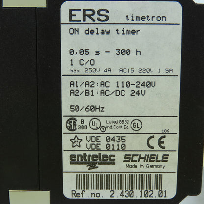 Entrelec ERS 2.430.102.01 Time Delay Relay 0.5s - 300h 250V