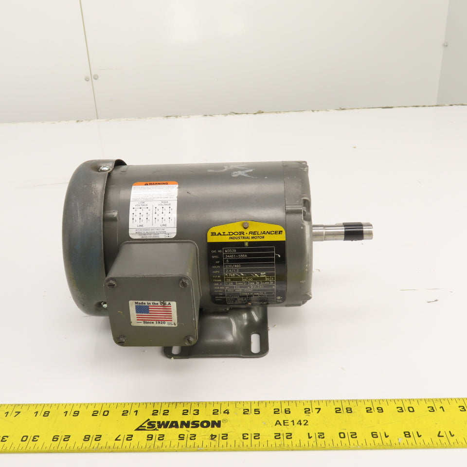 Baldor M3539 .5HP AC Electric Motor 1140RPM 208-230/460V 3PH 56 Frame Tested