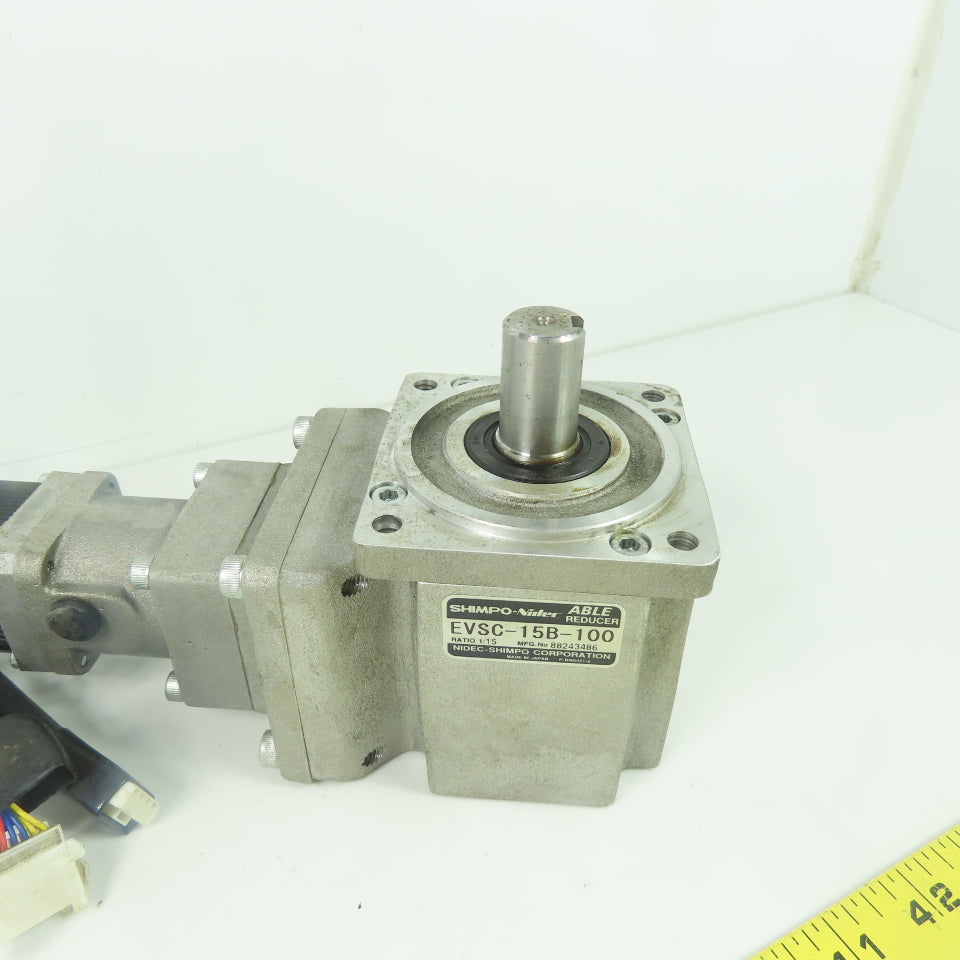 Nidec Shimpo EVSC-15B-100 1:15 Ratio Gear Reducer W/ M-Z1-IAA100-TA Servo Motor