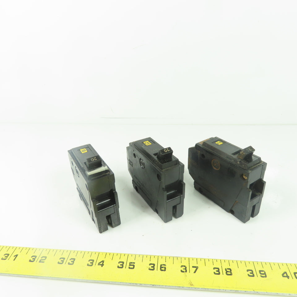 GE General Electric THQL1120 20A 120/240V Circuit Breaker 1-Pole Lot Of 3