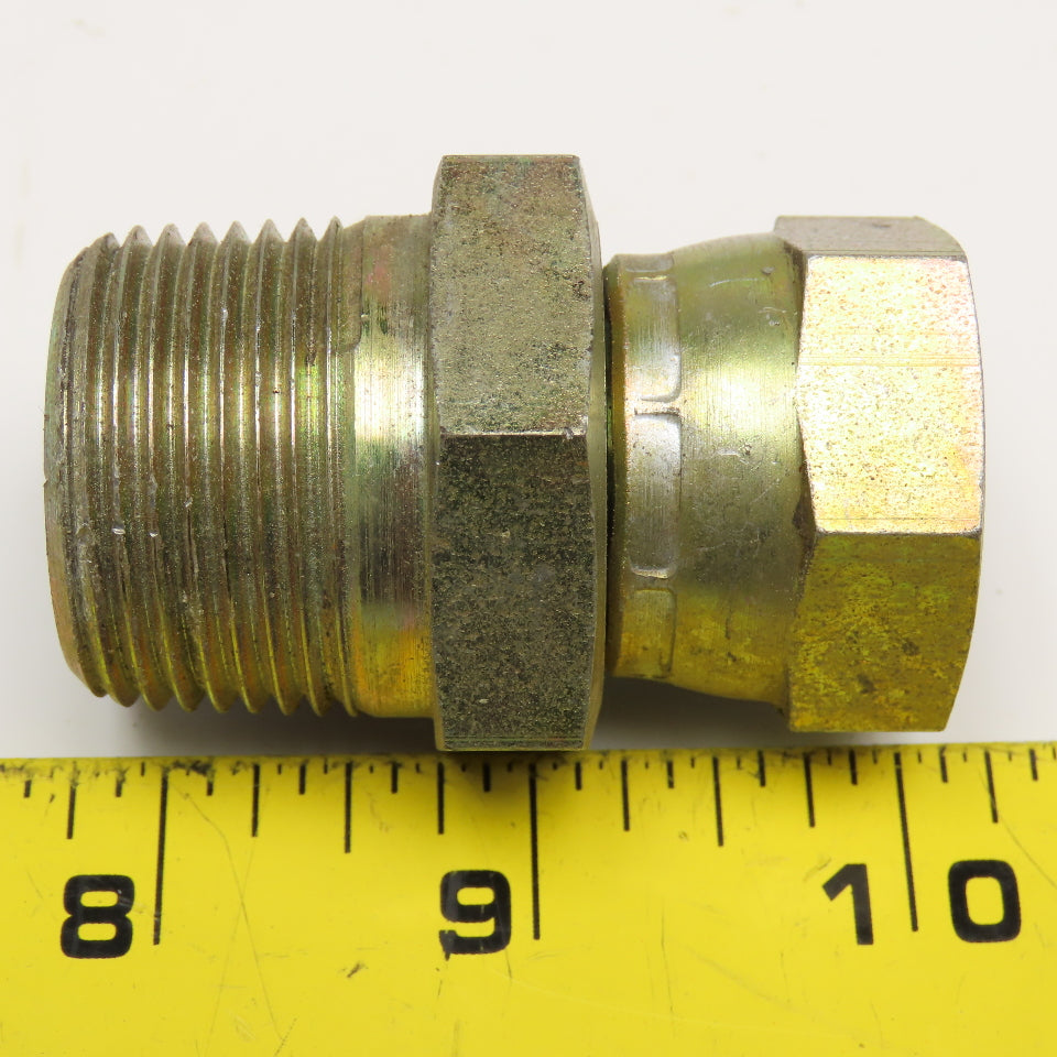1" NPT Male x 3/4" NPSM Swivel Female Flare Seat Hydraulic Fitting