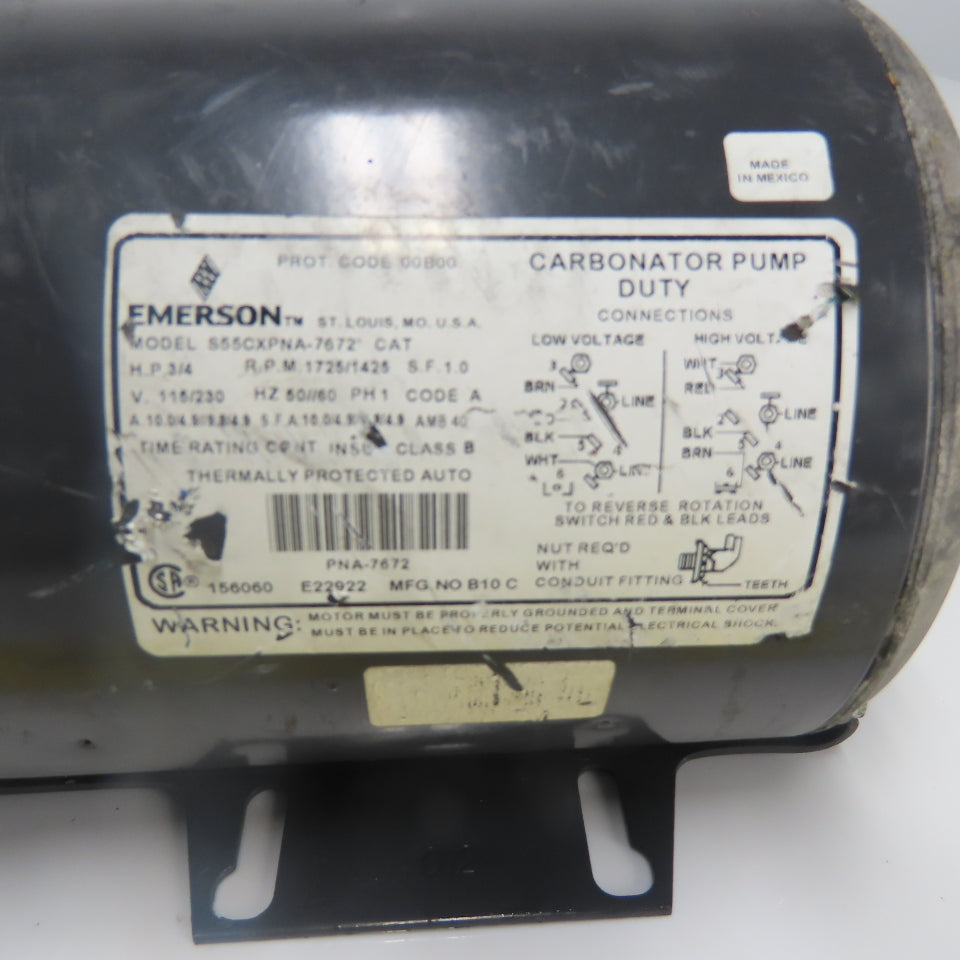 Emerson S55CXPNA-7672 3/4HP Electric Motor 1Ph 115/230V 1725RPM