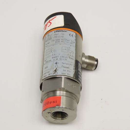 IFM Efector PB5220 Pressure Sensor 250-5000PSI 1/4" NPT 18...30VDC