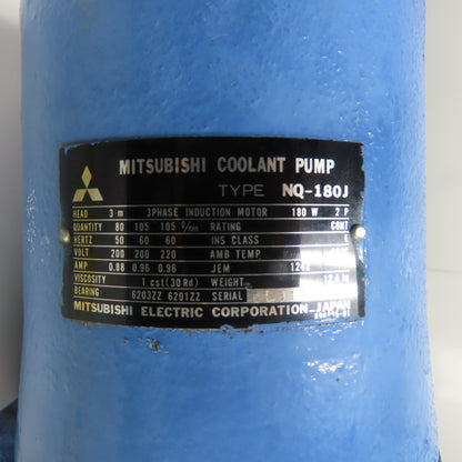 Mitsubishi NQ-180J Coolant Pump 3m Head 3Ph 200/220V 80-105 L/Min