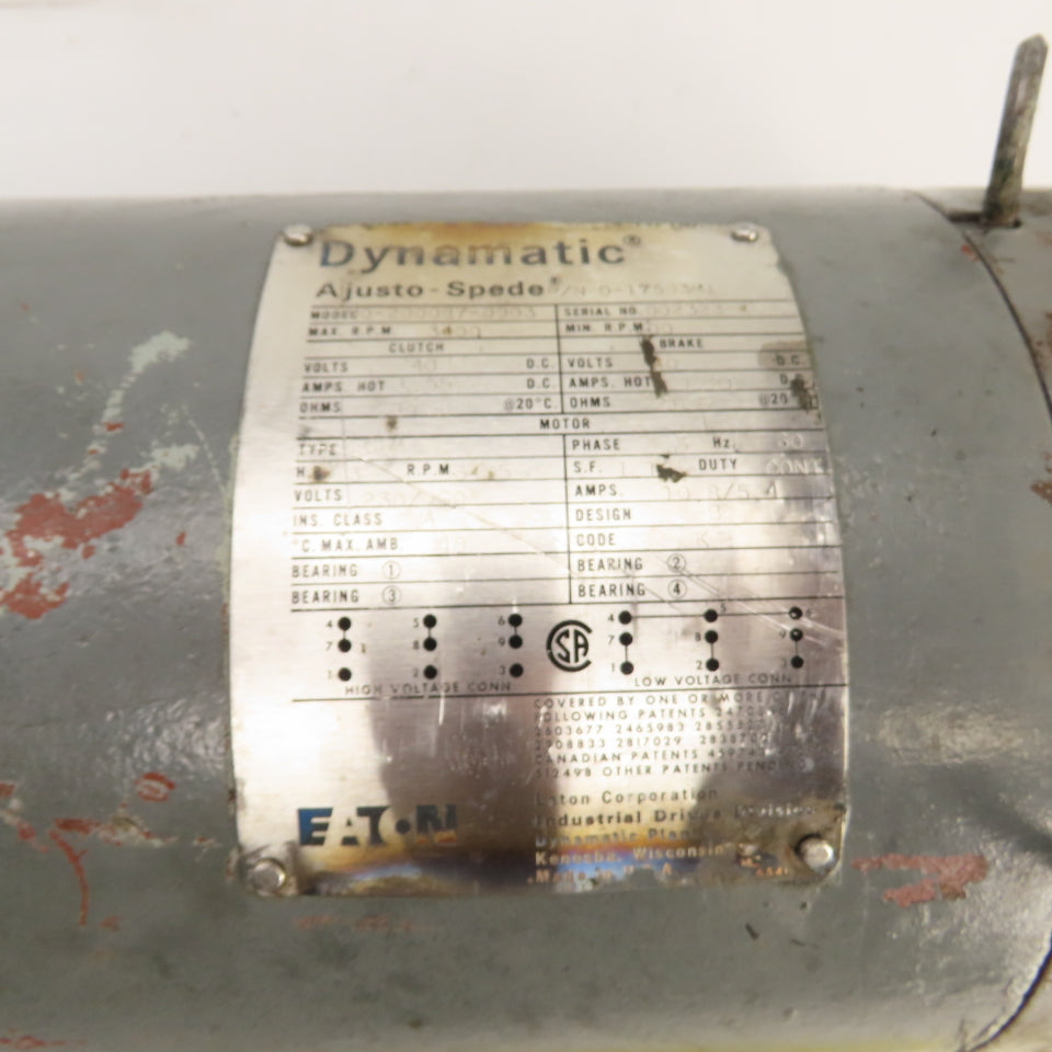 Dynamatic M0-200087-0903 3HP Adjusto-Spede Clutch Motor 100-3400RPM 230/460V