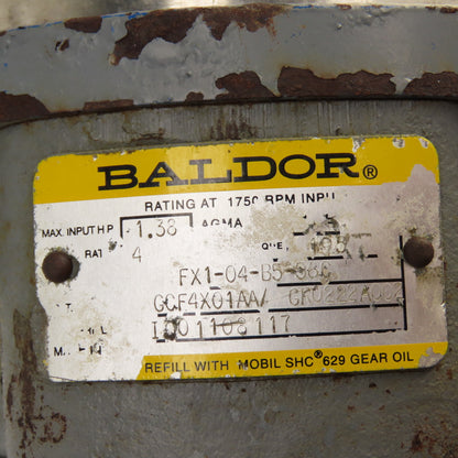 Baldor FX1-04-B5-56C 4:1 Ratio Inline Gear Motor 90VDC 1/2HP 437.5RPM 5/8"