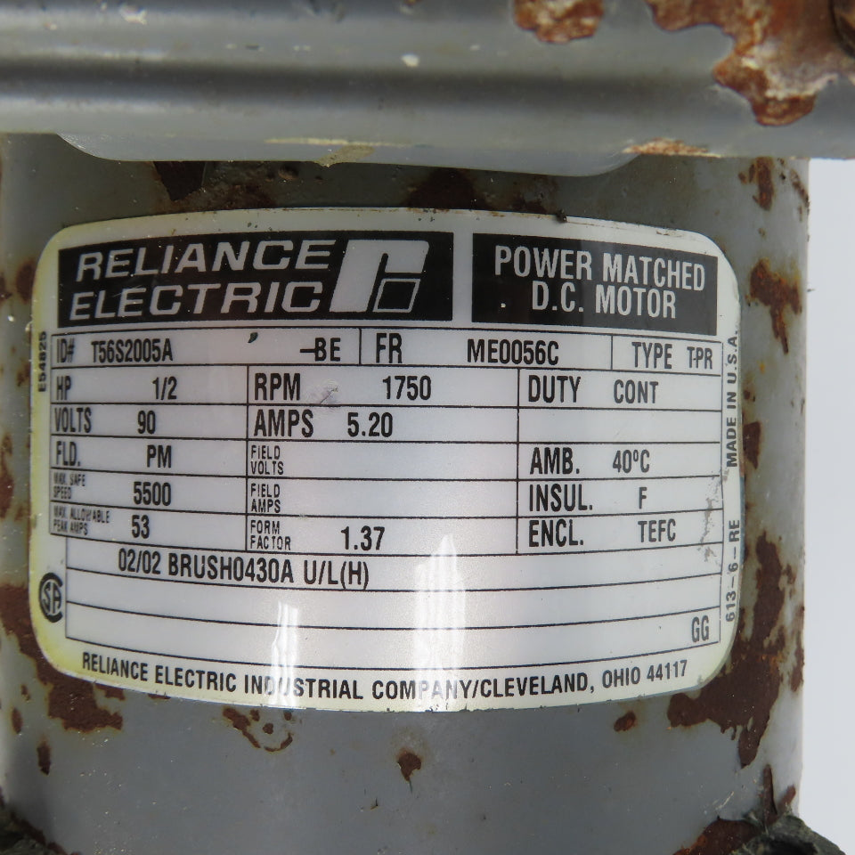 Baldor FX1-04-B5-56C 4:1 Ratio Inline Gear Motor 90VDC 1/2HP 437.5RPM 5/8"