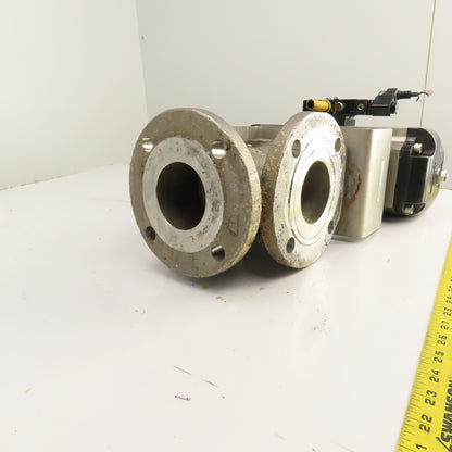 Durco 3" Stainless 3-Way Flanged Valve W/Flowserve Pneumatic Actuator B125DS