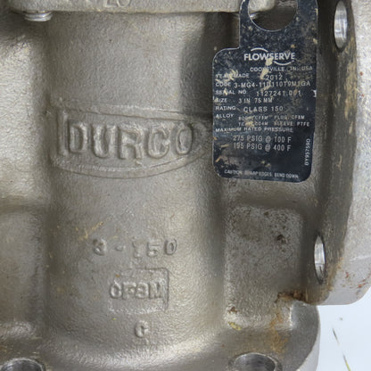 Durco 3" Stainless 3-Way Flanged Valve W/Flowserve Pneumatic Actuator B125DS