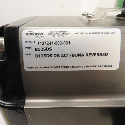 Durco 3" Stainless 3-Way Flanged Valve W/Flowserve Pneumatic Actuator B125DS
