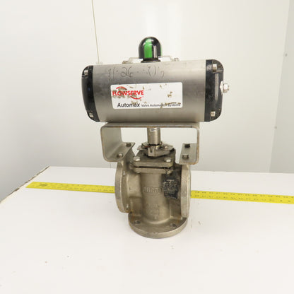 Durco 3" Stainless 3-Way Flanged Valve W/Flowserve Pneumatic Actuator B125DS