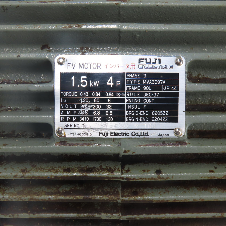 Fuji MVA3097A 1.5Kw FV Electric Motor 3Ph 200V 3410RPM