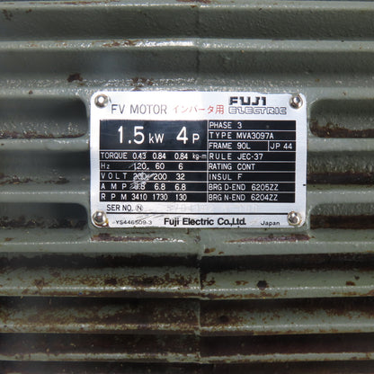 Fuji MVA3097A 1.5Kw FV Electric Motor 3Ph 200V 3410RPM